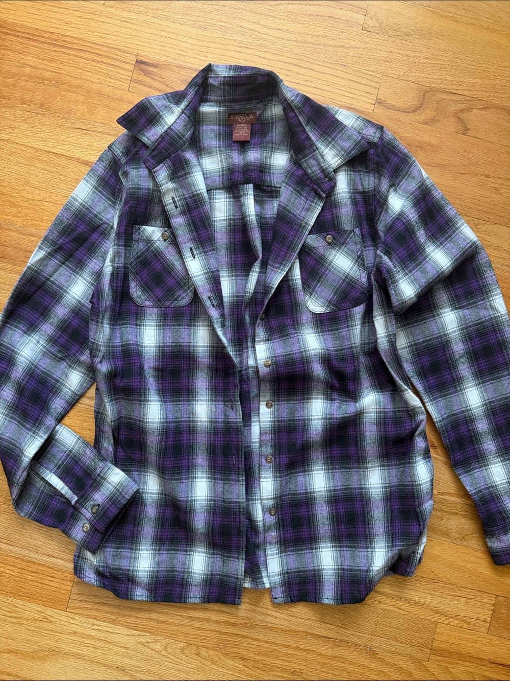 Purple Plaid Button-Down Shirt - Women's